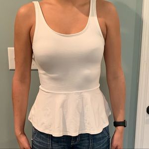 White peplum Express top, small